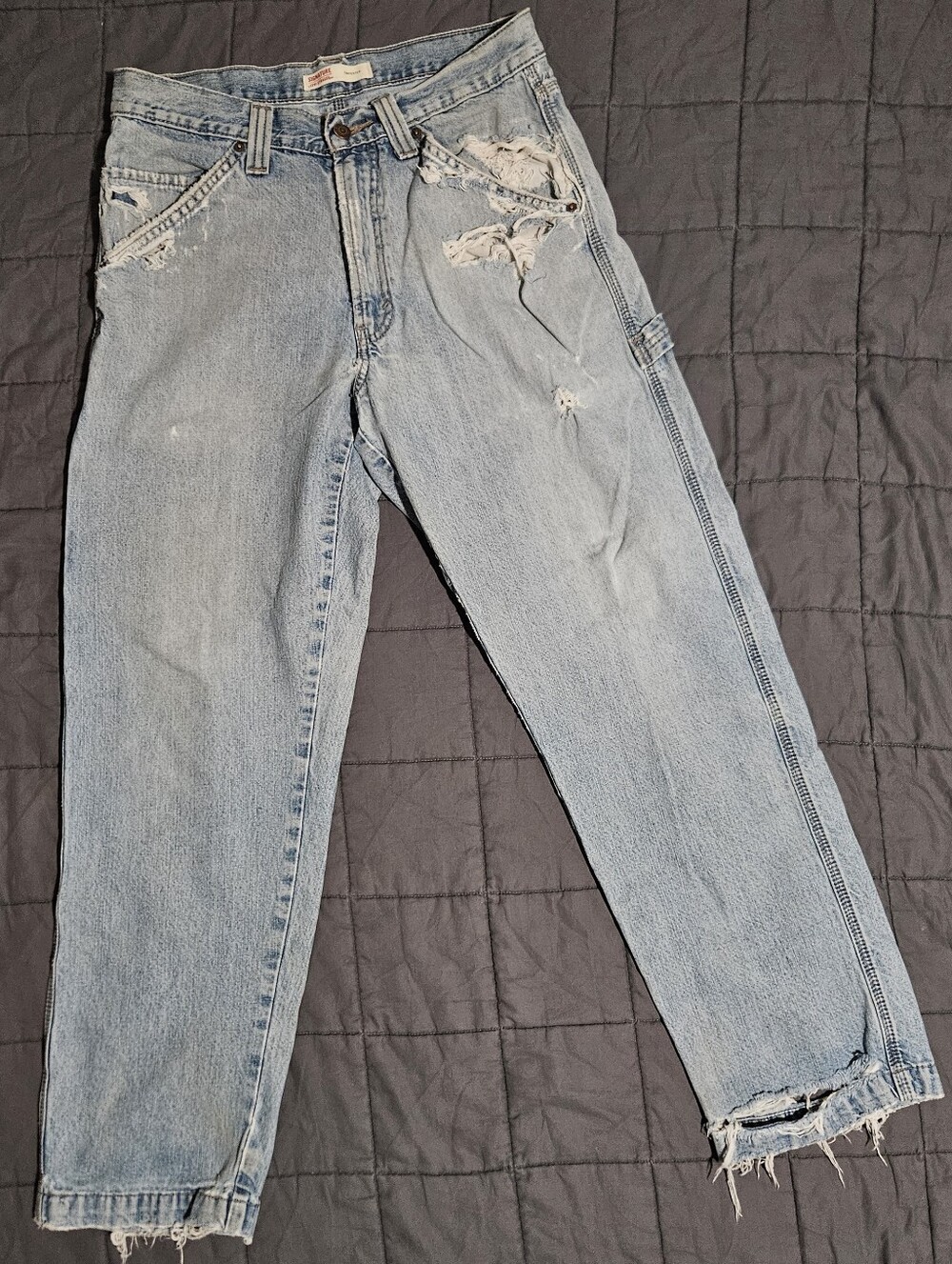 Levi's Signature Light Blue Denim Carpenter Pants - Thrashed